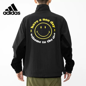 Adidas NEO ເສື້ອຄູ່ຊາຍແລະຜູ້ຍິງ corduroy smiley sportswear stand-up collar jacket H58045 H58046