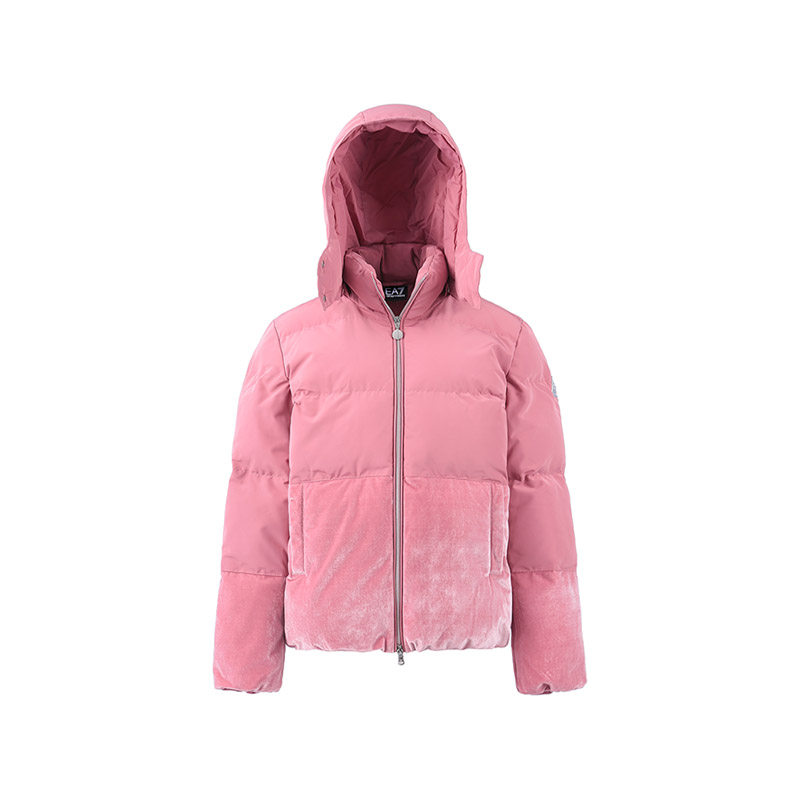 EA7阿玛尼 女士徽标刺绣拼接连帽棉服夹克上衣外套 6LTB20 TN8AZ,淘宝优惠券,粉丝福利购,淘宝优惠卷