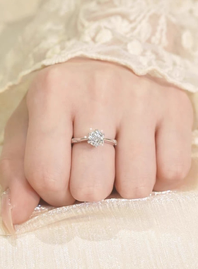 戒托D色莫桑钻一克拉通灵钻戒纯银镀铂金情侣对戒PT950求婚戒指