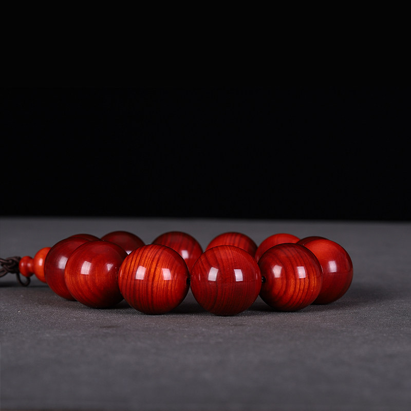 包浆固化满油全透琥珀血龙木男佛珠 吉方圆手串/宝珠