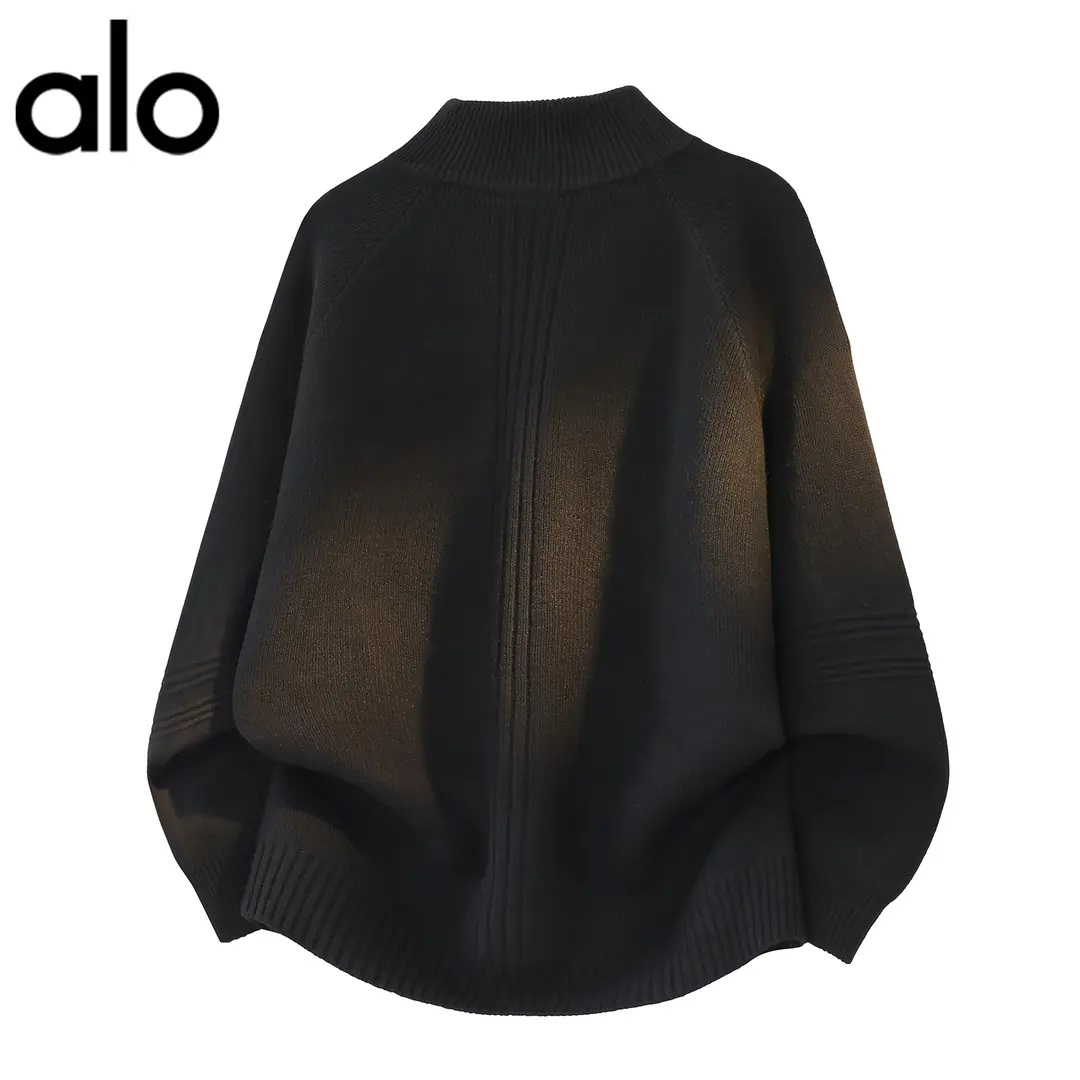 官方奥特莱斯】alo潮牌 秋冬季开衫立领毛衣宽松针织衫线衣外套男 - 图2