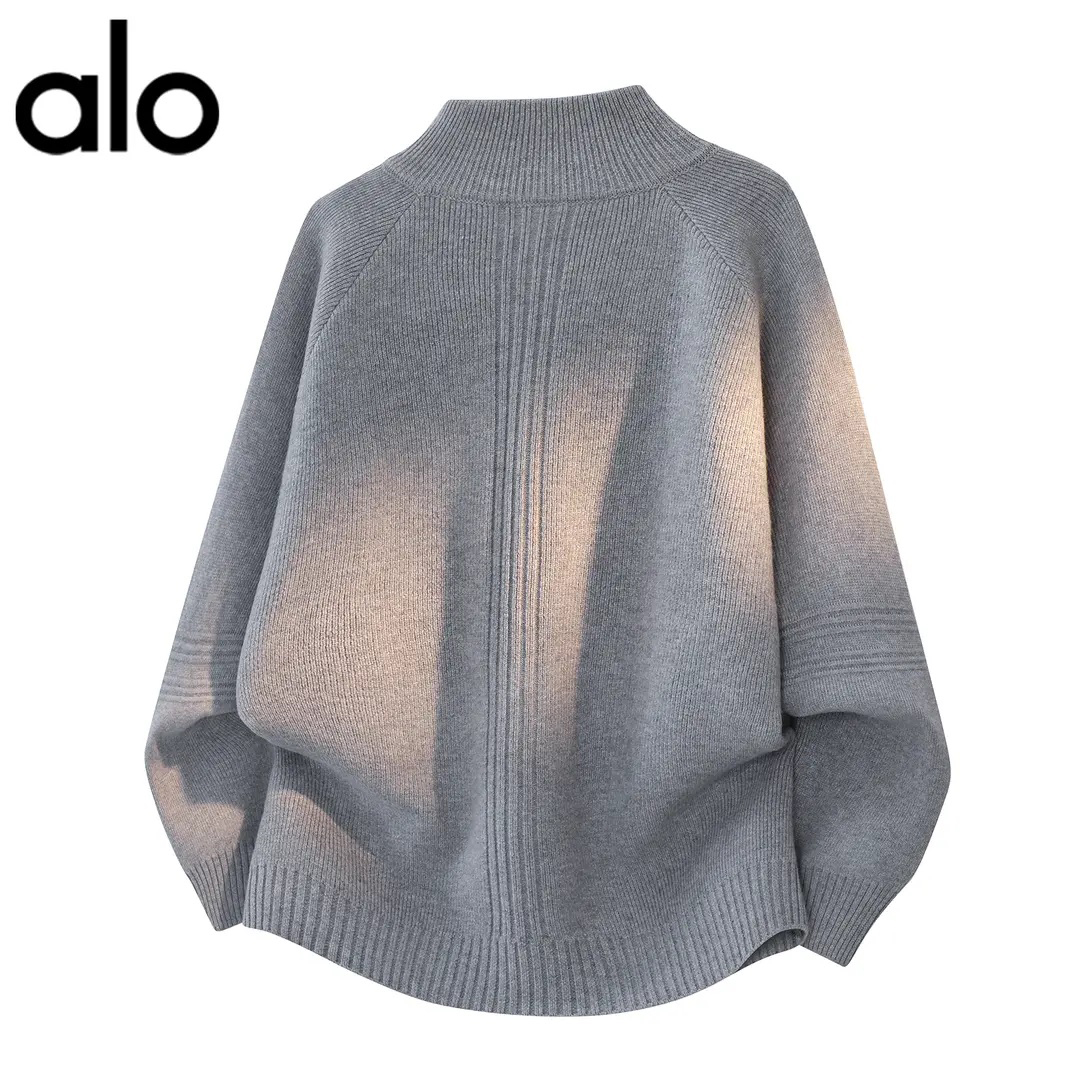 官方奥特莱斯】alo潮牌 秋冬季开衫立领毛衣宽松针织衫线衣外套男 - 图1