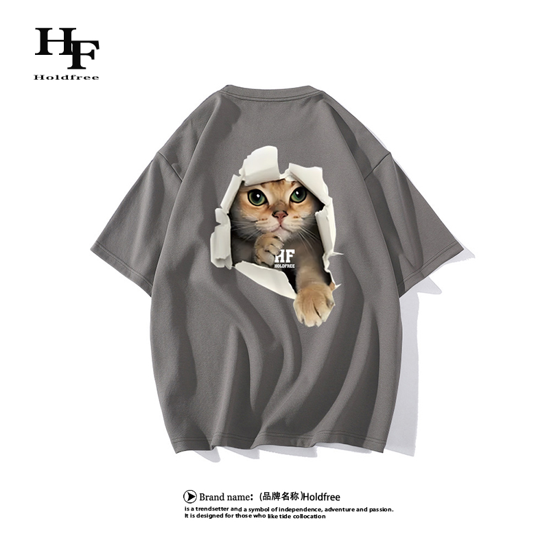 【618首日年度服饰大上新】HOLDFREE春夏新品可爱猫咪休闲短袖T恤