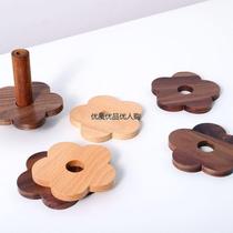 Solid wood quality cup cushion thermal insulation cushion coffee cup cushion utilité tea cup cushion creative flower anti-burn and heat resistant domestic water glass