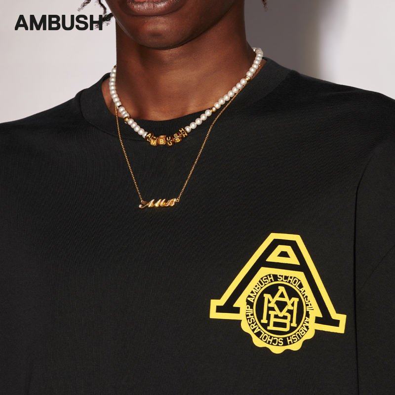 【24春夏新品】AMBUSH男女同款黑色Scholarship标志长袖圆领T恤 - 图2