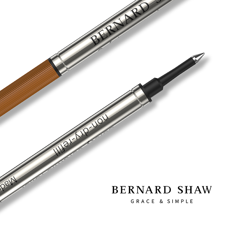 Bernard Shaw/萧伯纳宝珠笔替换笔芯黑色0.6mm德国防水不掉色水性签字笔速干笔芯专用代替芯两支装 - 图1