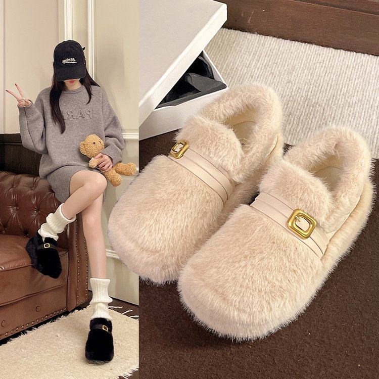 2026冬季新款深口单鞋单鞋绒面人造短毛绒圆头深口中跟(3-5cm),淘宝优惠券,粉丝福利购,淘宝优惠卷