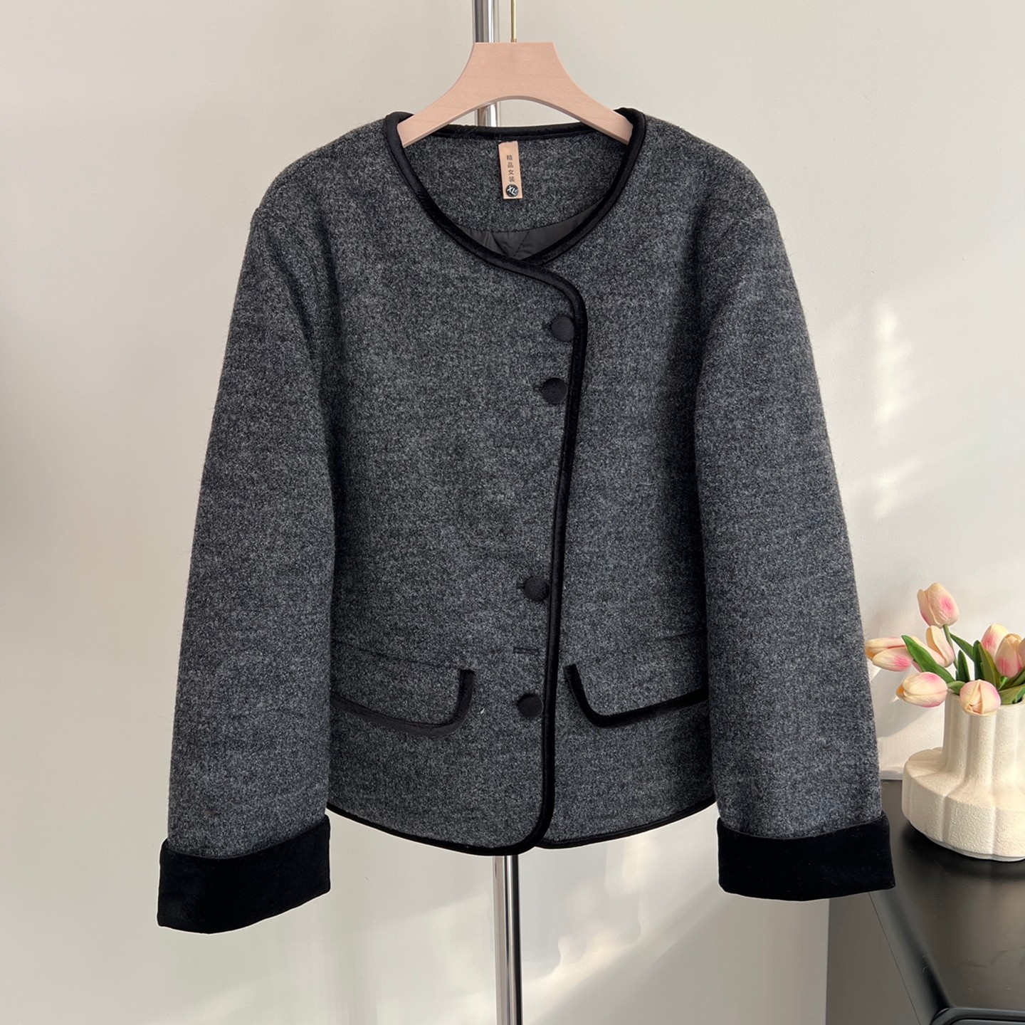 2025新款小个子妈妈秋装毛呢外套中老年女秋季小香风时尚短款上衣,淘宝优惠券,粉丝福利购,淘宝优惠卷