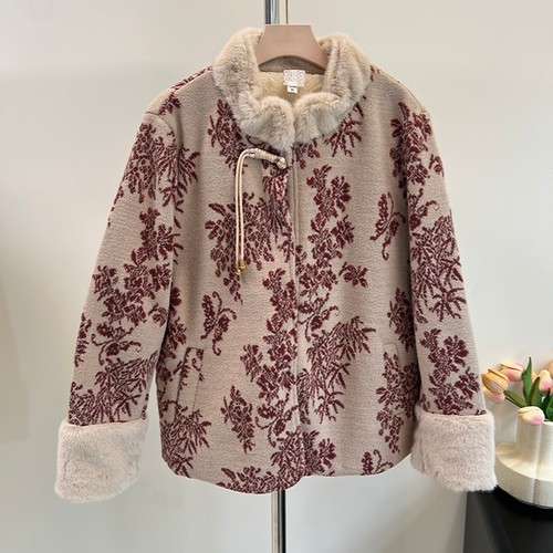 老年妈妈款冬装加绒加厚外套中老年女秋冬洋气奶奶新中式上衣棉服 - 图0