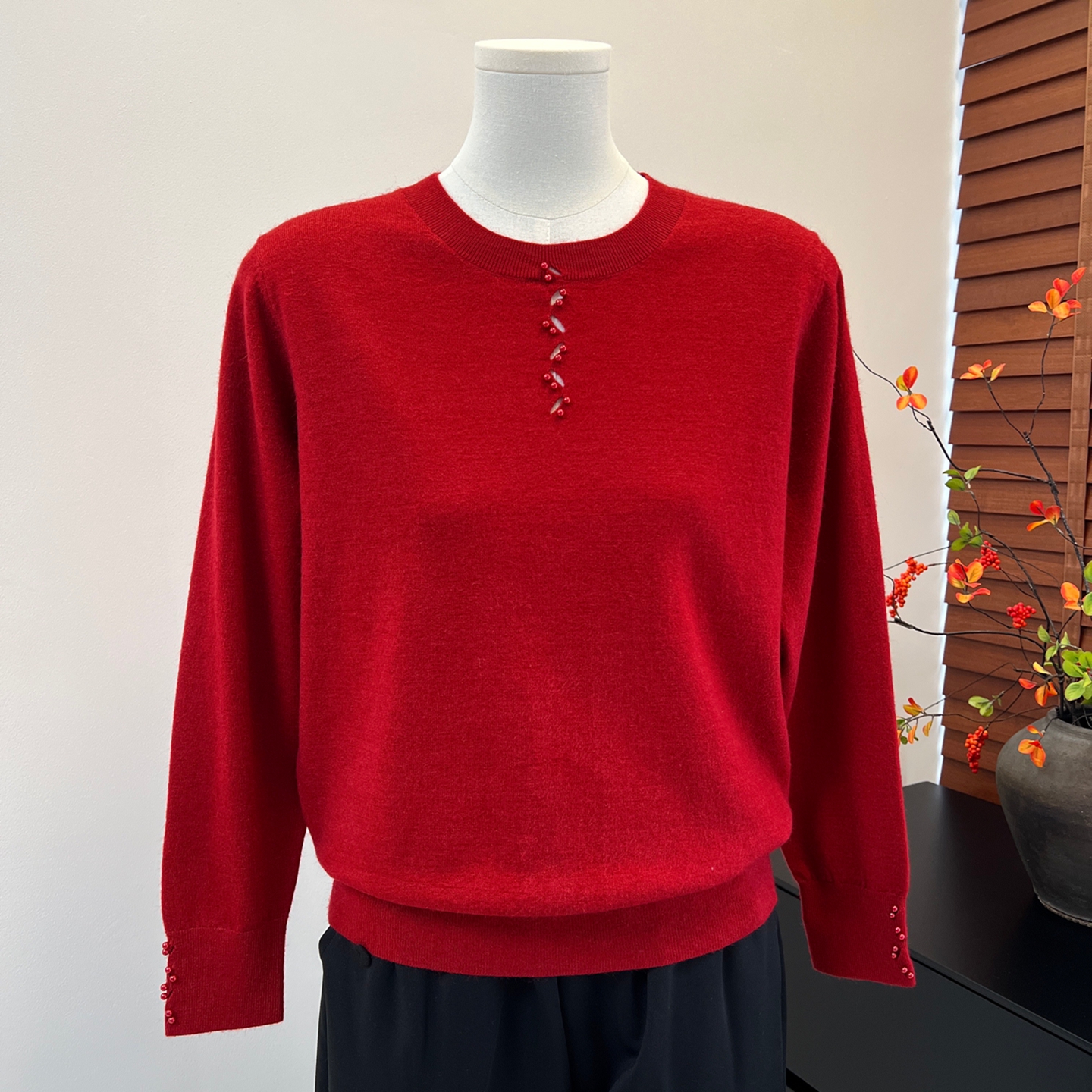 妈妈装秋季新款针织上衣时尚中老年女装春秋款打底衫长袖洋气毛衣 - 图0