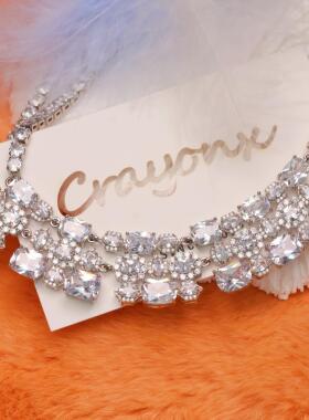 豪华立体镶嵌锆石choker项链