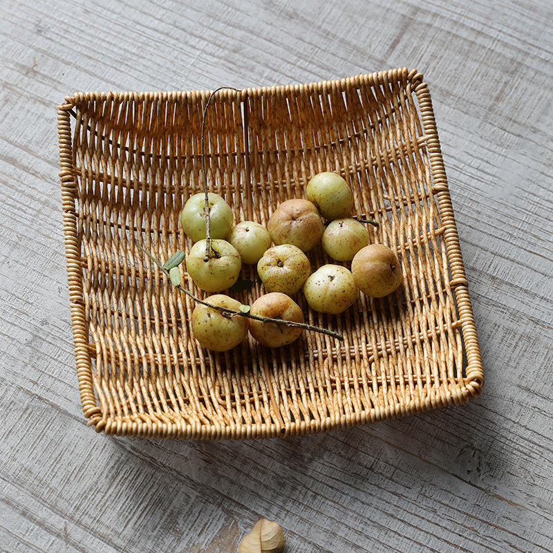 家好点 托盘藤编INS风点心盘果盘客厅茶几干果糖果零食收纳篮家用,淘宝优惠券,粉丝福利购,淘宝优惠卷