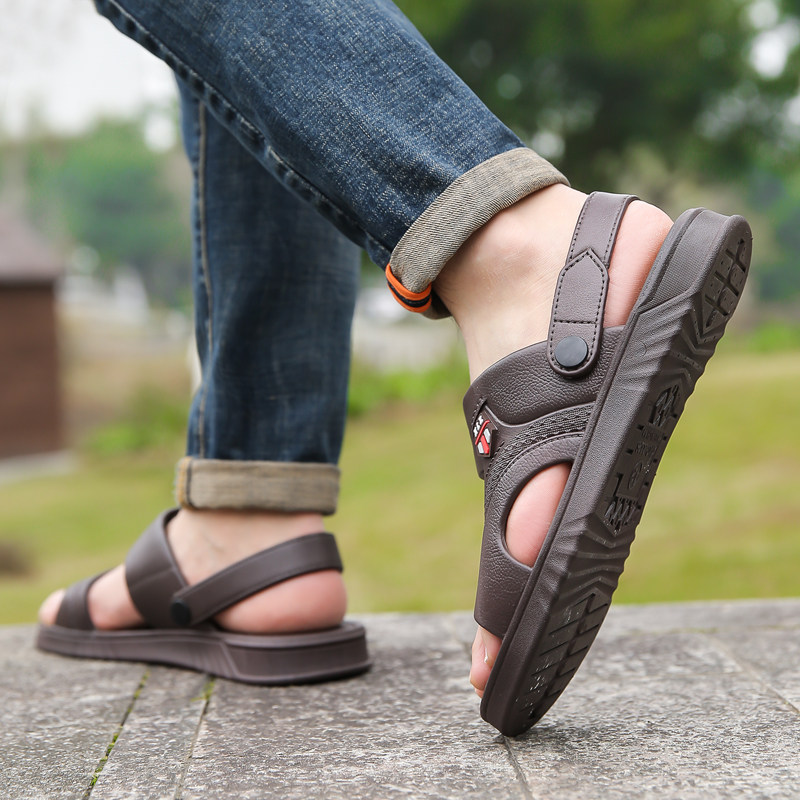 越南橡胶男凉鞋夏季厚底防滑透气凉拖鞋中年爸爸外穿两用沙滩鞋男,淘宝优惠券,粉丝福利购,淘宝优惠卷