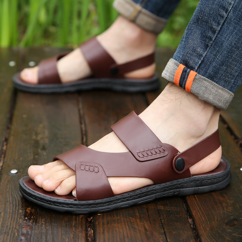 男士透气凉鞋夏季男款防滑软底凉拖鞋休闲韩版开车百搭两用沙滩鞋,淘宝优惠券,粉丝福利购,淘宝优惠卷