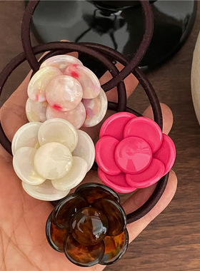 彩色醋酸花朵发圈马尾皮筋