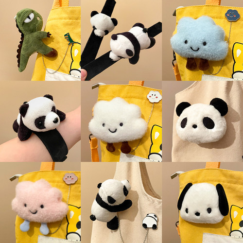 周边纪念品熊猫头毛绒胸针卡通可爱玩偶公仔别针包包配饰品女徽章 - 图0