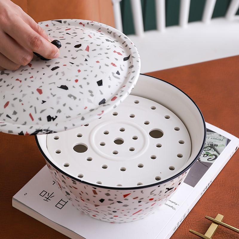 蒸格陶瓷多功能蒸盘饺子沥水蒸片创意厨房箅家用蒸屉圆形蒸锅蓖子-图0