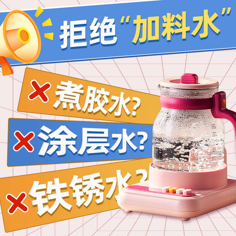 德国蓝宝全玻璃养生壶办公室小型炖煮一体纯玻璃花茶壶养生烧水壶