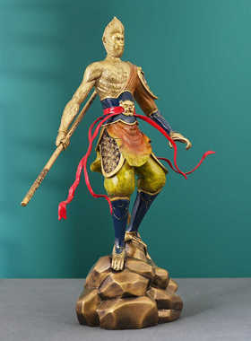 纯黄铜孙悟空摆件齐天大圣斗战胜佛大型神像客厅玄关办公室装饰品