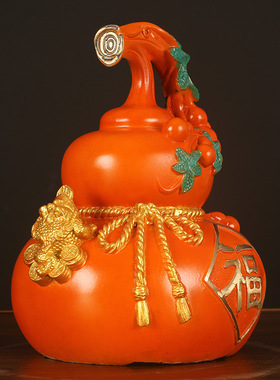 纯黄铜招财葫芦摆件中式风水吉祥物家居客厅电视柜装饰乔迁新居礼