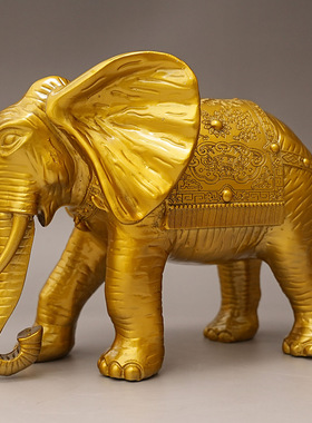 黄铜大象摆件一对招财镇宅吸水象