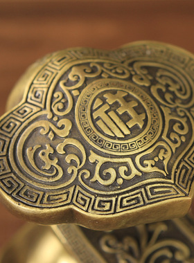 纯黄铜如意架摆件招财福禄寿家居客厅玄关店铺乔迁新居装饰工艺品