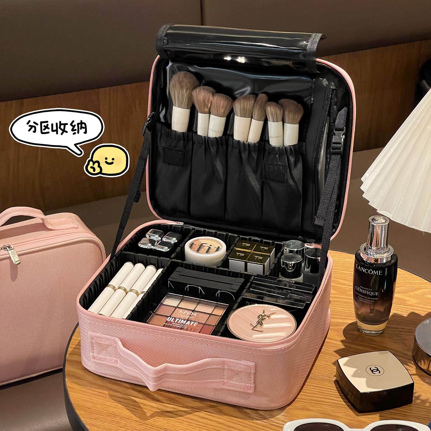 大容量分区化妆包新款带镜子手提化妆箱随身便携式多功能收纳包,淘宝优惠券,粉丝福利购,淘宝优惠卷