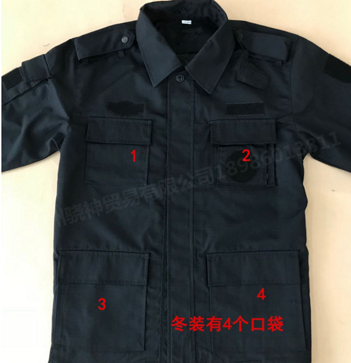 正品夏季短袖黑色作训服网格藏蓝色冬季特训服长袖作战服训练服装-图2