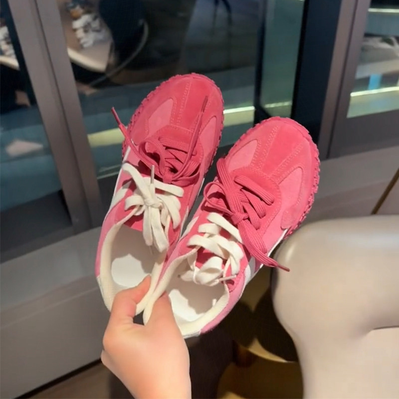 小众树莓粉色阿甘鞋女2025春秋小个子厚底德训鞋时尚双鞋带休闲鞋,淘宝优惠券,粉丝福利购,淘宝优惠卷