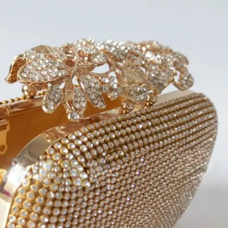 Unique Gold Rhinestone Evening bag Clutch Purse Party Bridal-图2