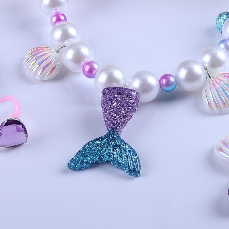 项链女童公主公主女孩女宝宝首饰配饰美人鱼尾巴贝壳项链手链套装,淘宝优惠券,粉丝福利购,淘宝优惠卷