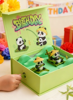 卡通熊猫摇摆器手办展示摆件