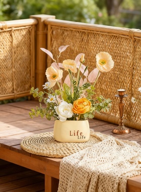 仿真花束陶瓷花瓶家居摆件礼物