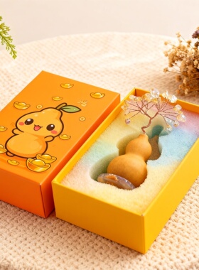 天然葫芦招财摆件可爱礼品盒装