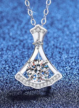 时尚新款莫桑钻小裙子项链 典雅华美群摆莫桑石1克拉锁骨链女