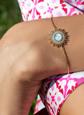 JFB天然月光石太阳女皇手工珠宝