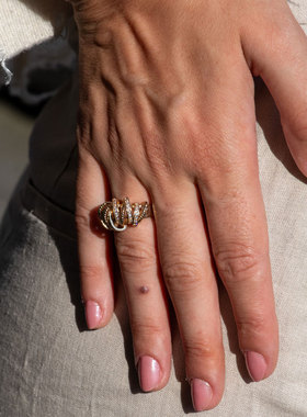 JFB法国进口旋转缠绕18K包金戒指