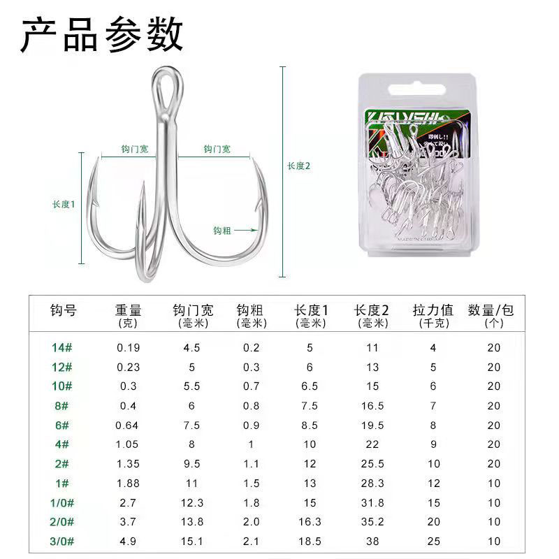 锚钩锚鱼钩毛钩三爪路亚挂钩蝴蝶钩矛鱼专用钩渔具加强三本钩-图1