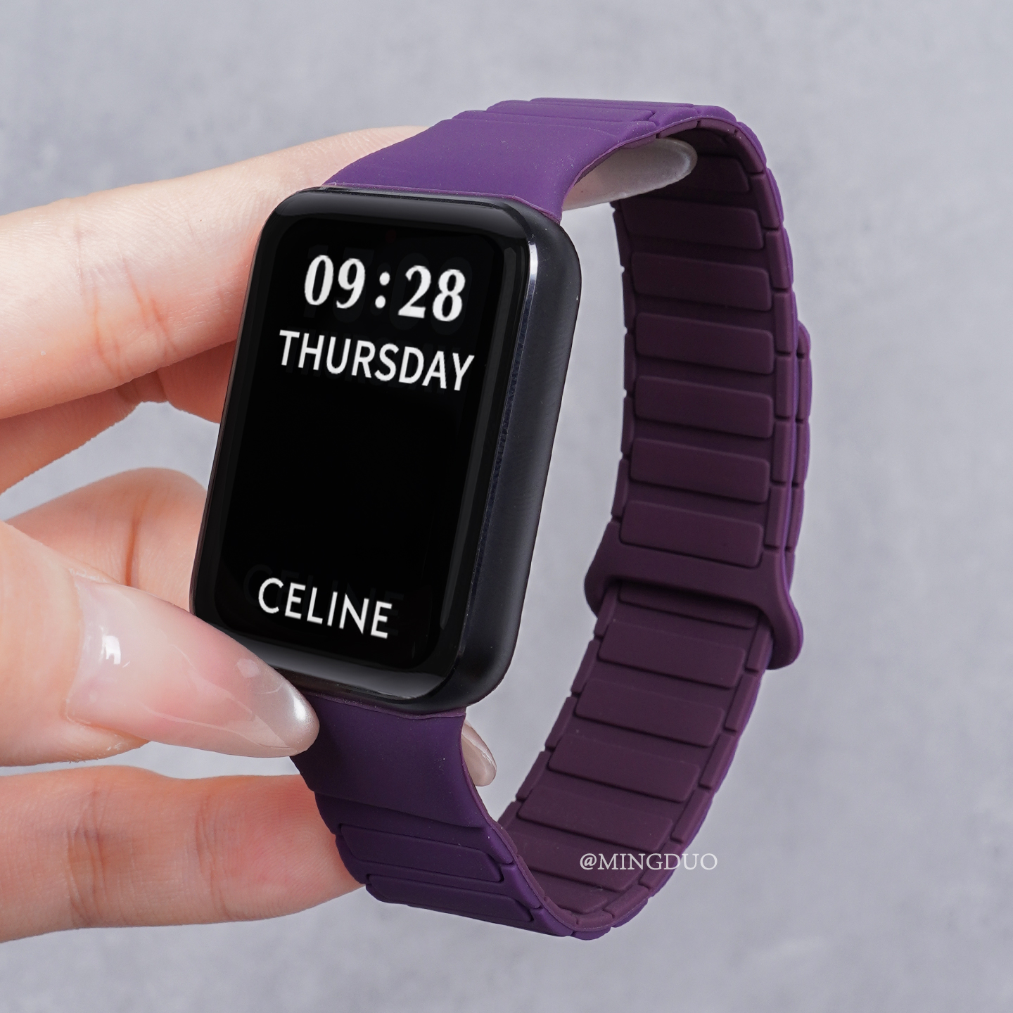 新款梅紫色适用小米手环9Pro表带8Pro手表专用一体腕带红米watch6/5硅胶女款redmi4磁吸男智能运动秋冬替换带 - 图1