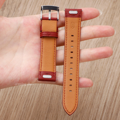 适用华为gt5/6手表gt4表带新款watchgt5pro女款真皮watchgt4智能官方同款瑞红色fit3/2/41mm按键款按压式腕带 - 图2