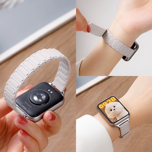 鸣铎新款磁吸硅胶适用张婧仪同款小米手环9pro表带智能手表8pro装甲磁吸红米watch5秋冬redmiwatch43高级腕带 - 图1