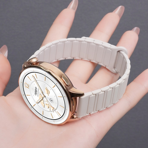 适用oppowatchx2mini手表x2表带女watch4pro新款星光三株磁吸硅胶一加手表2透气watchX3/2/1代夏季替换腕带se - 图3