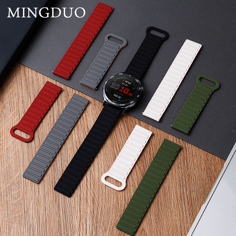 适用佳明Forerunner255/245/265M运动手表表带Garmin回环装甲645m磁吸硅胶Vivomove4/venu3/2plus/sq男款腕带 - 图3