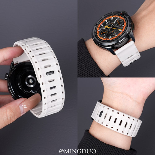 鸣铎适用小米手表S4表带watchs4sport腕带男款watch5智能鲨鱼纹侧线磁吸硅胶watchs运动版color2高级腕带透气 - 图2