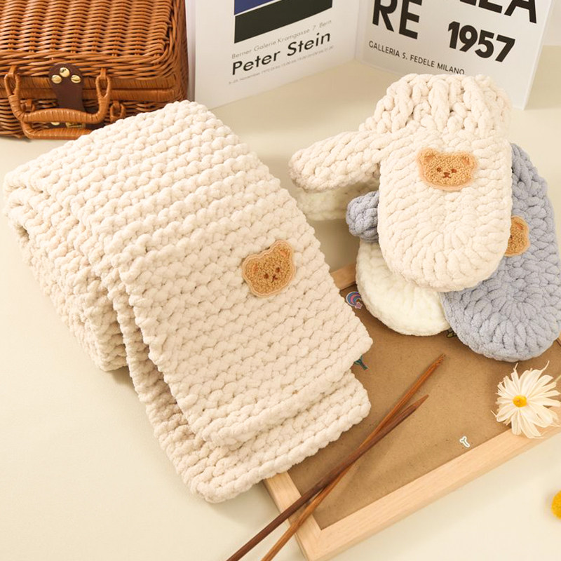 小熊手套手编珊瑚绒冰条线diy手工毛线团钩织材料包钩针编织成品,淘宝优惠券,粉丝福利购,淘宝优惠卷