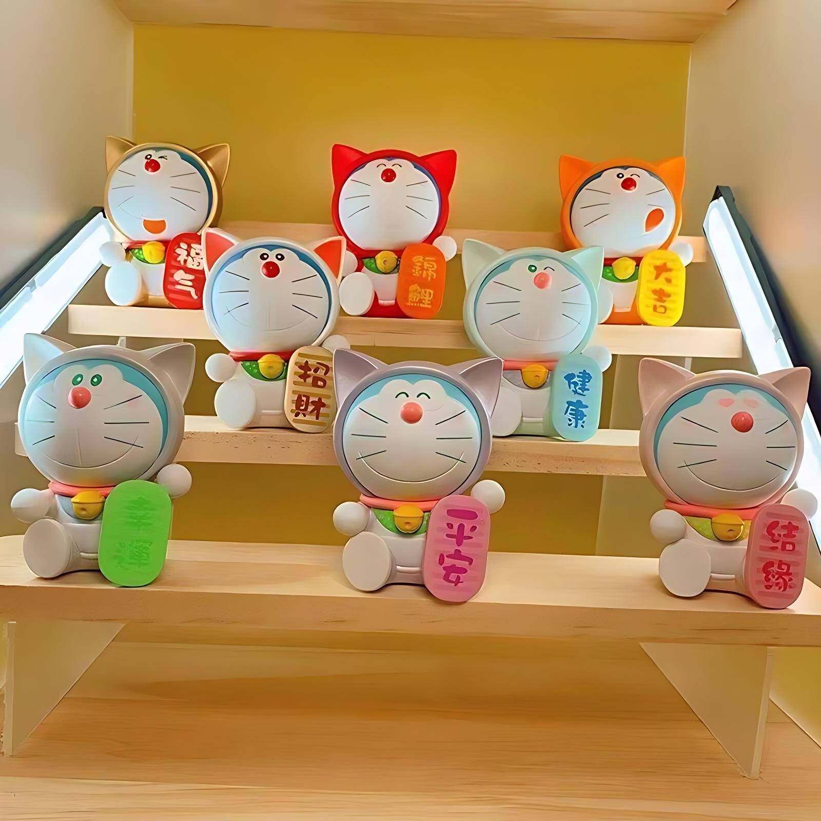 哆啦a梦福气满满盲盒招财猫公仔叮当猫手办可爱创意收藏礼物摆件