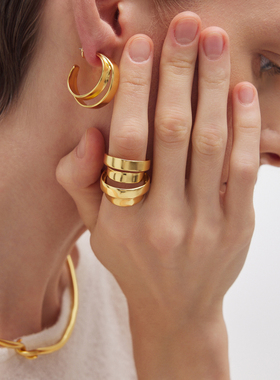 尚雯婕同款曲线设计四环开口戒指