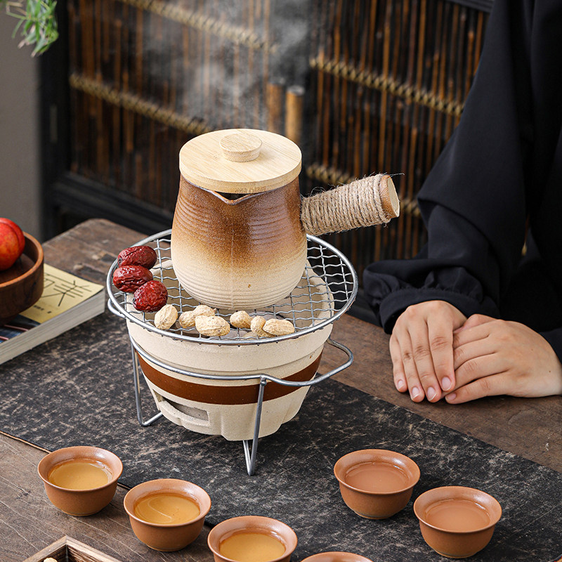 创意便捷包围炉煮茶炭炉罐罐侧把壶家用粗陶耐高温炭火户外烤奶罐,淘宝优惠券,粉丝福利购,淘宝优惠卷