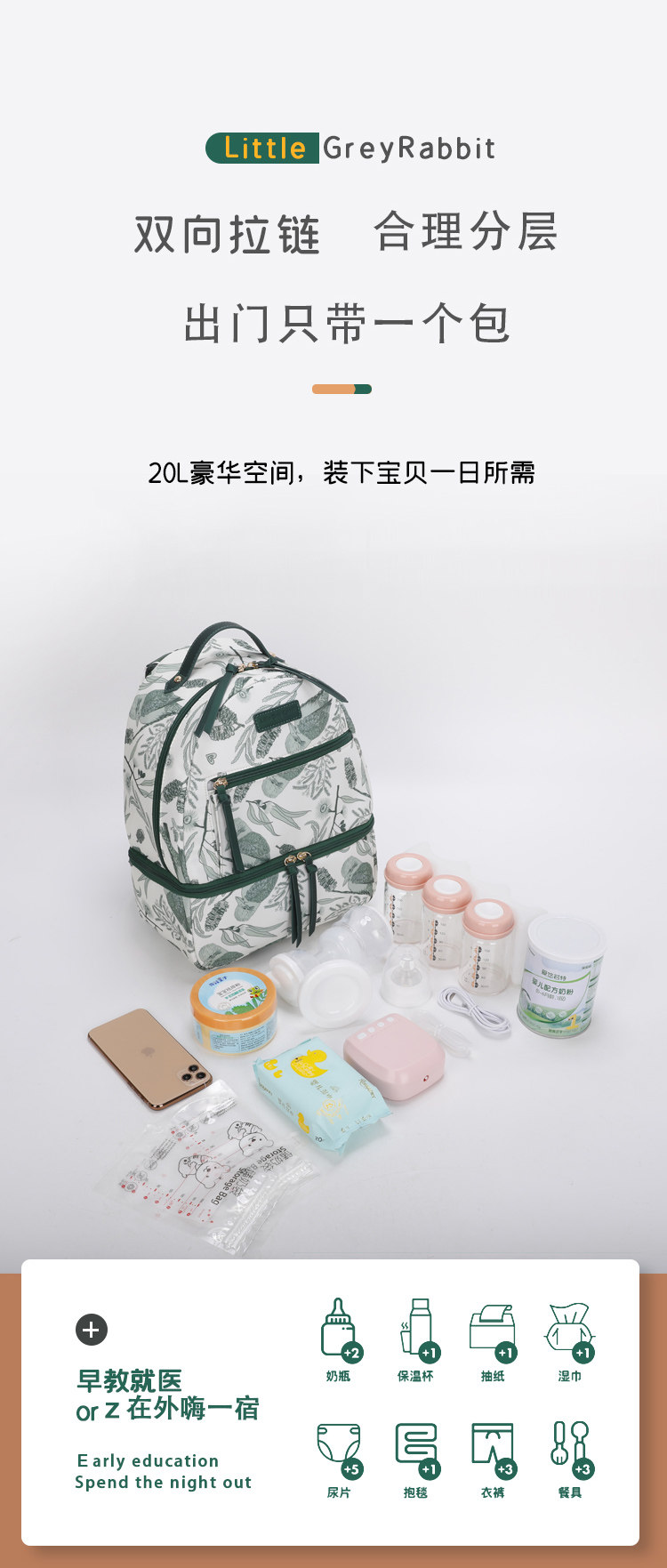 2022夏季新款背奶包妈咪母婴包 littlegreyrabbit妈咪包/袋