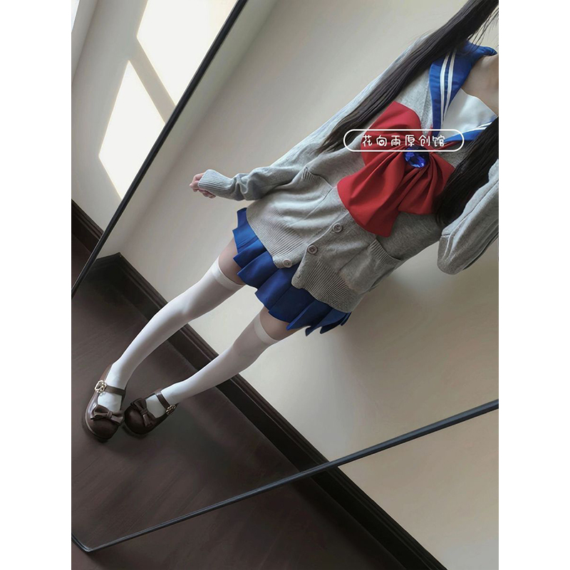 校供感基础款学院风正版日系2025原创绀领白长袖中间服水手服套装 - 图0